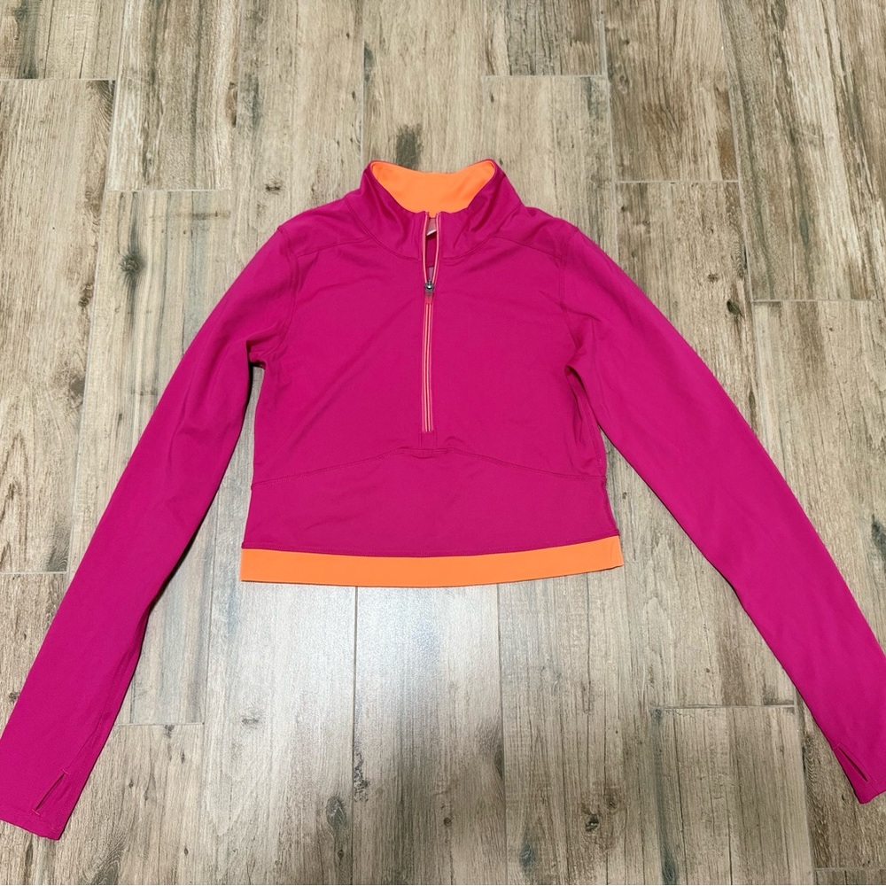 FP Movement by Free People Size Medium Pink and Orange Quarter-Zip Workout Top